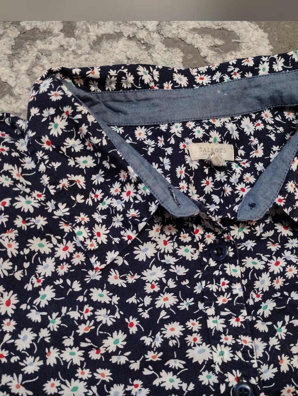 Talbots Navy Floral Button-Up Shirt